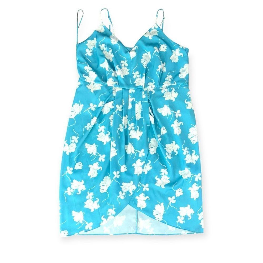 CHELSEA 28 Floral Faux Wrap Dress In Teal-White Melt Size 1X NEW - Picture 15 of 16